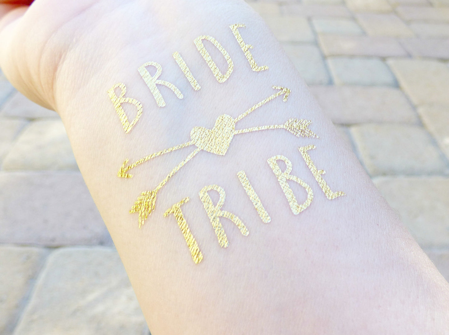 Bride Tribe temporary tattoo with heart and arrows for bachelorette party