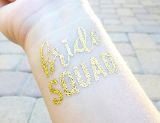 Bride squad temporary tattoo on wrist