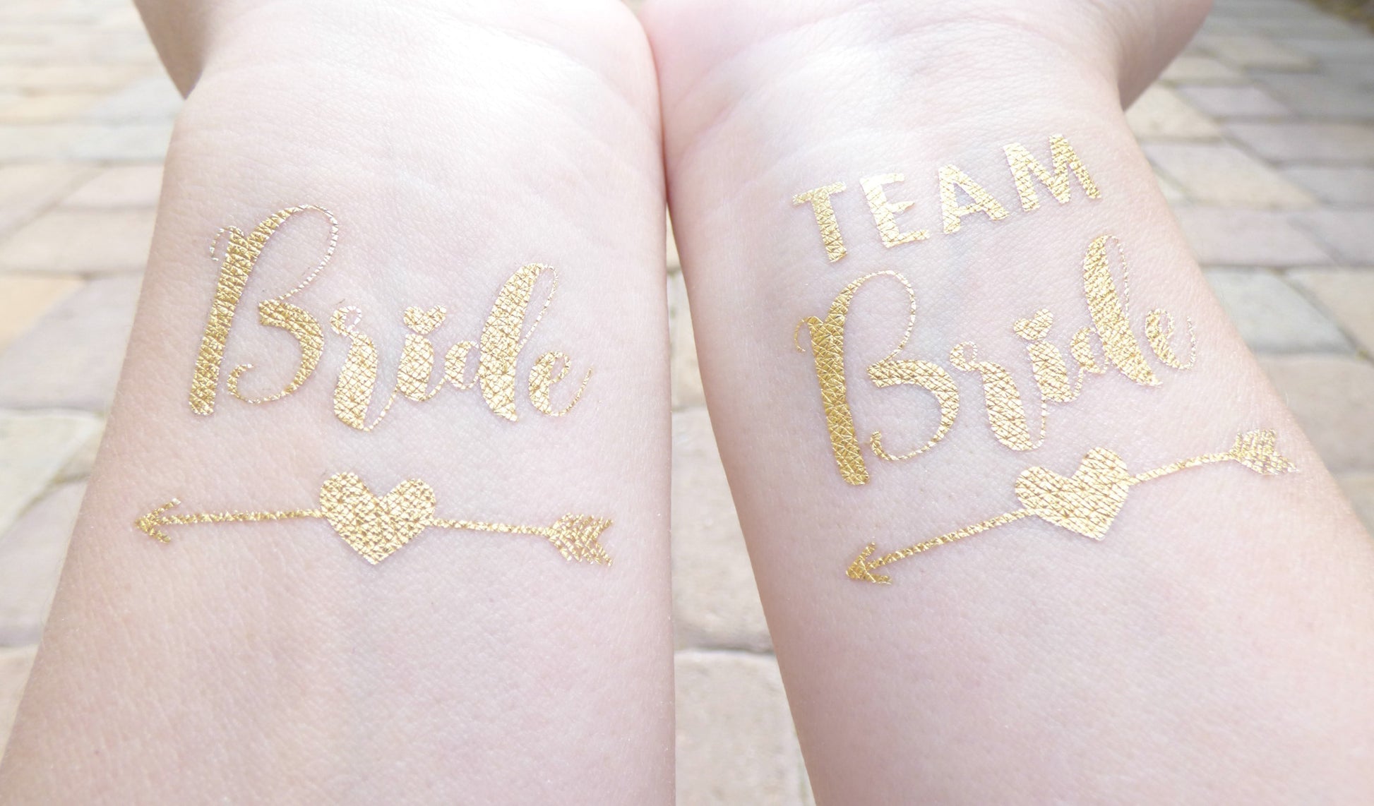 Bride and Team Bride heart and arrow temporary tattoo for bachelorette party