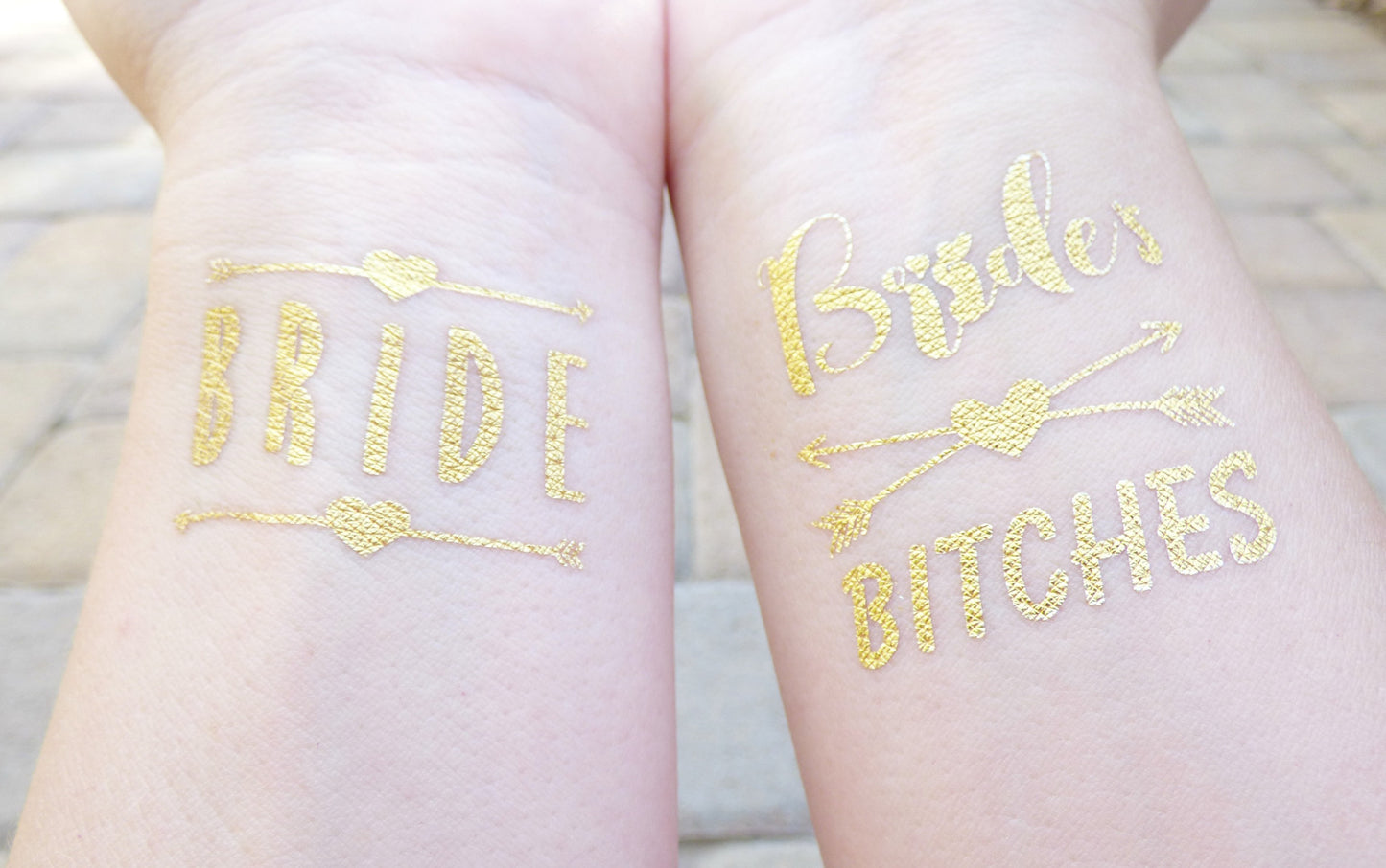 Bride and Bride's Bitches temporary tattoos for bachelorette party